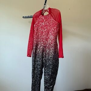 Weissman Dancewear Red/Black Sequin Bodysuit